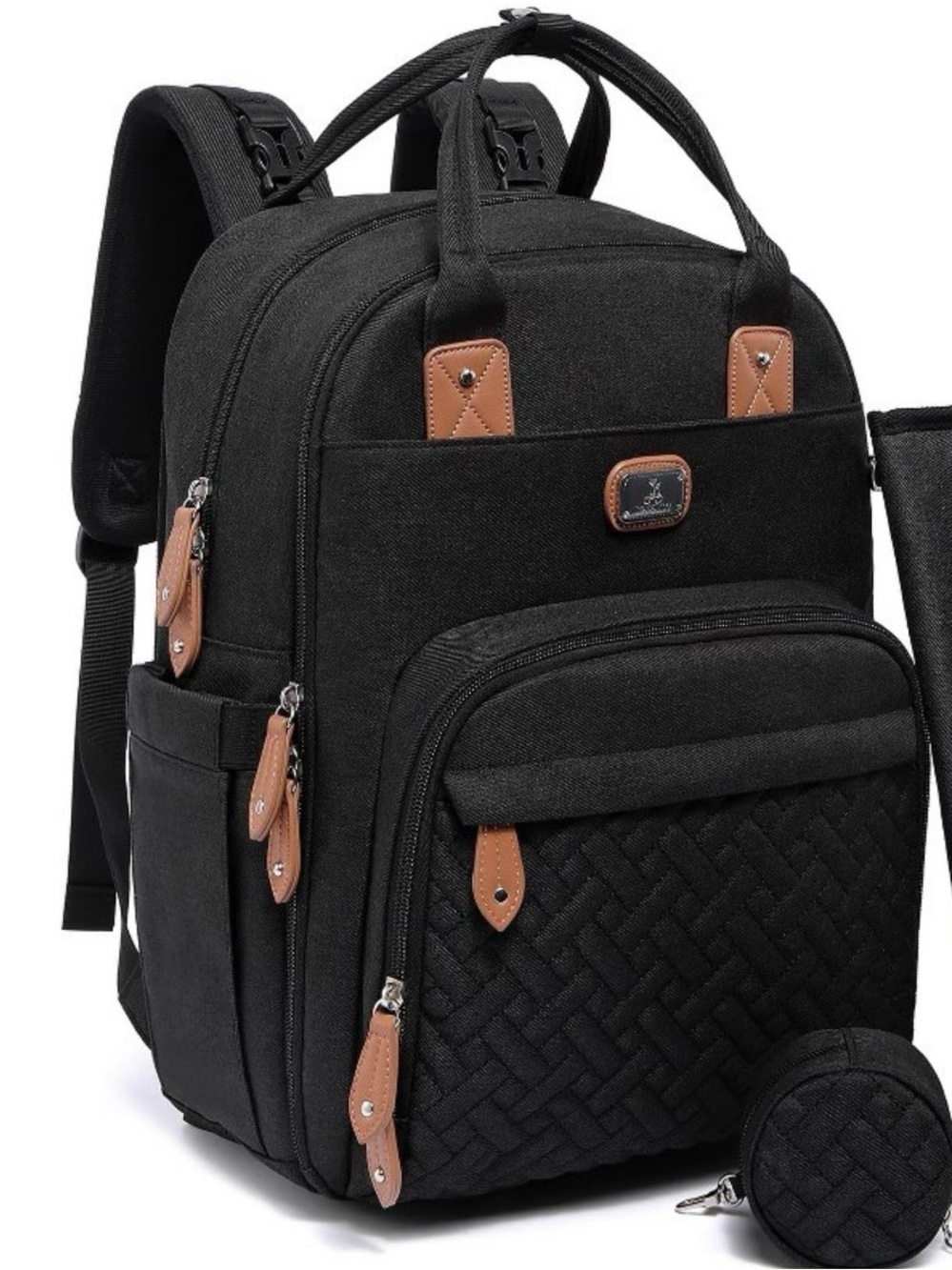 Black Men’s Diaper Backpack with Portable Changing Pad